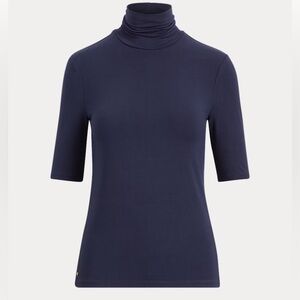 Ralph Lauren Navy Short Sleeve Turtleneck Top